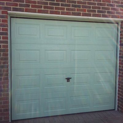 green sectional garage door