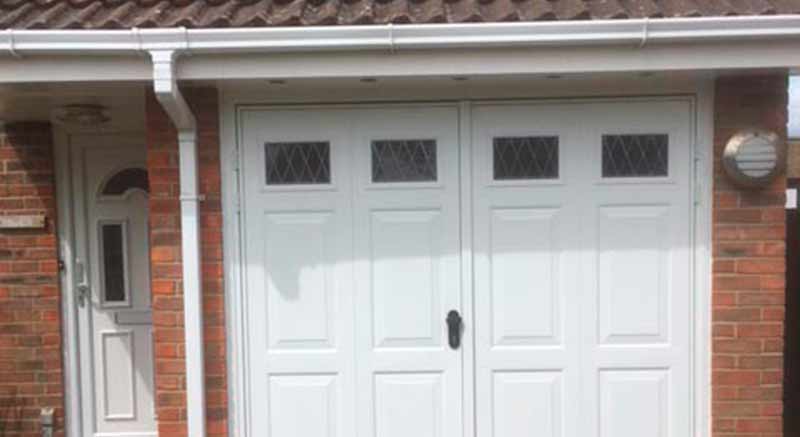 side hinged garage door in white