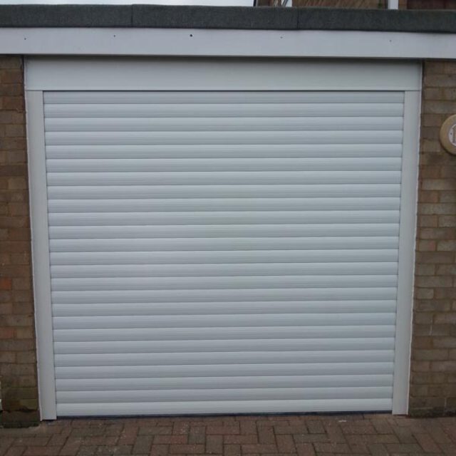 White roller garage door.