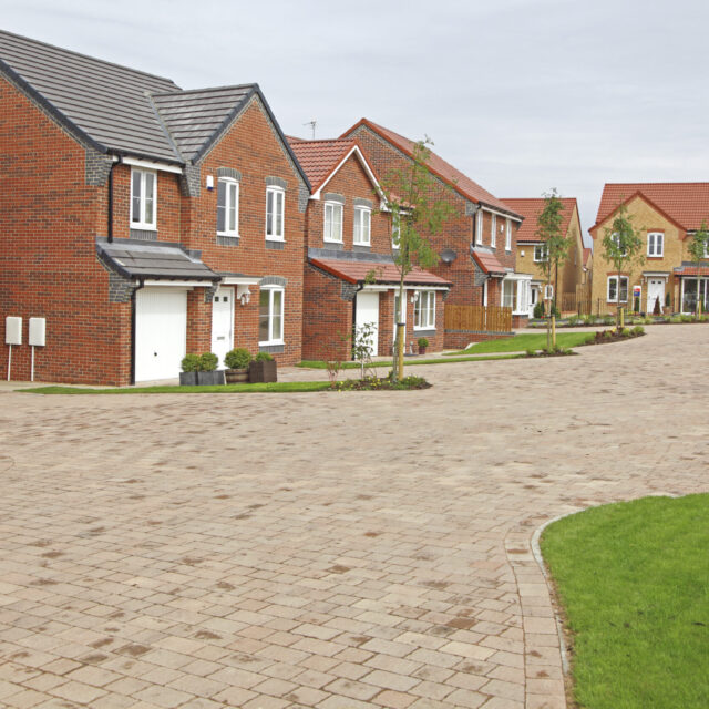 Row of new houses.